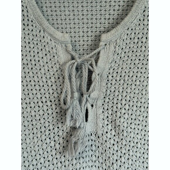 J. Jill Open Knit Lace Up Sweater Women’s Size M Gray Boho Coastal - Picture 6 of 11